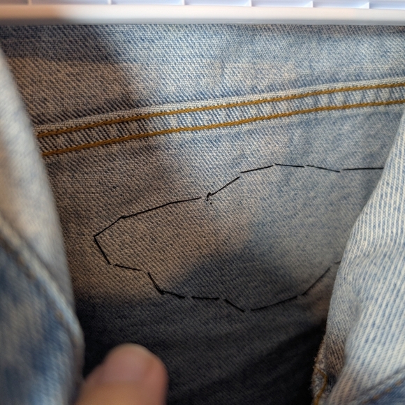 Vintage Linson Harley Davidson Patched Cropped Denim Jacket Women's Large *Stain - Picture 11 of 13